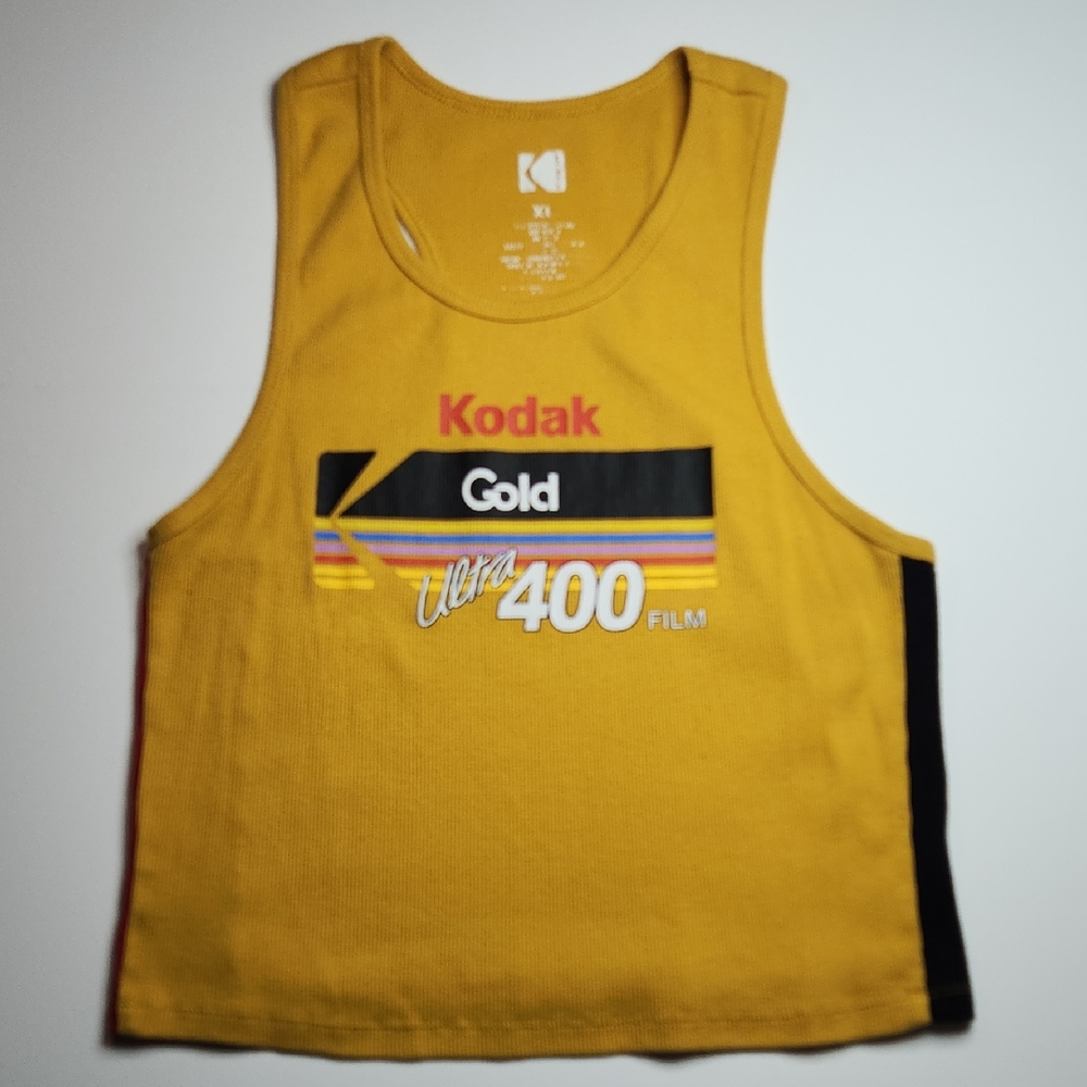 Kodak Gold Ultra 400 Tank Top XL | Retro Film Graphic | Yellow Ribbed | Unisex